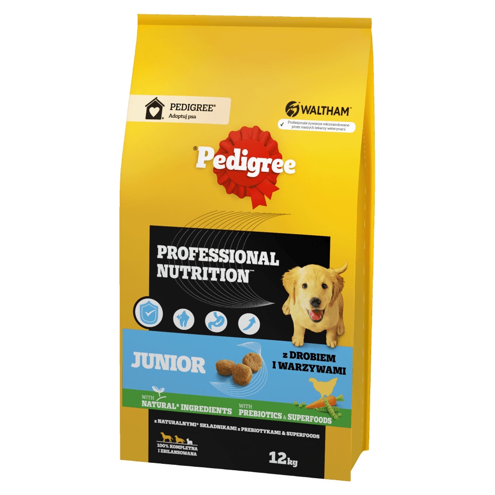 PEDIGREE® Professional Nutrition Junior z Drobiem i Warzywami, Średnie i Duże Rasy, 12 kg