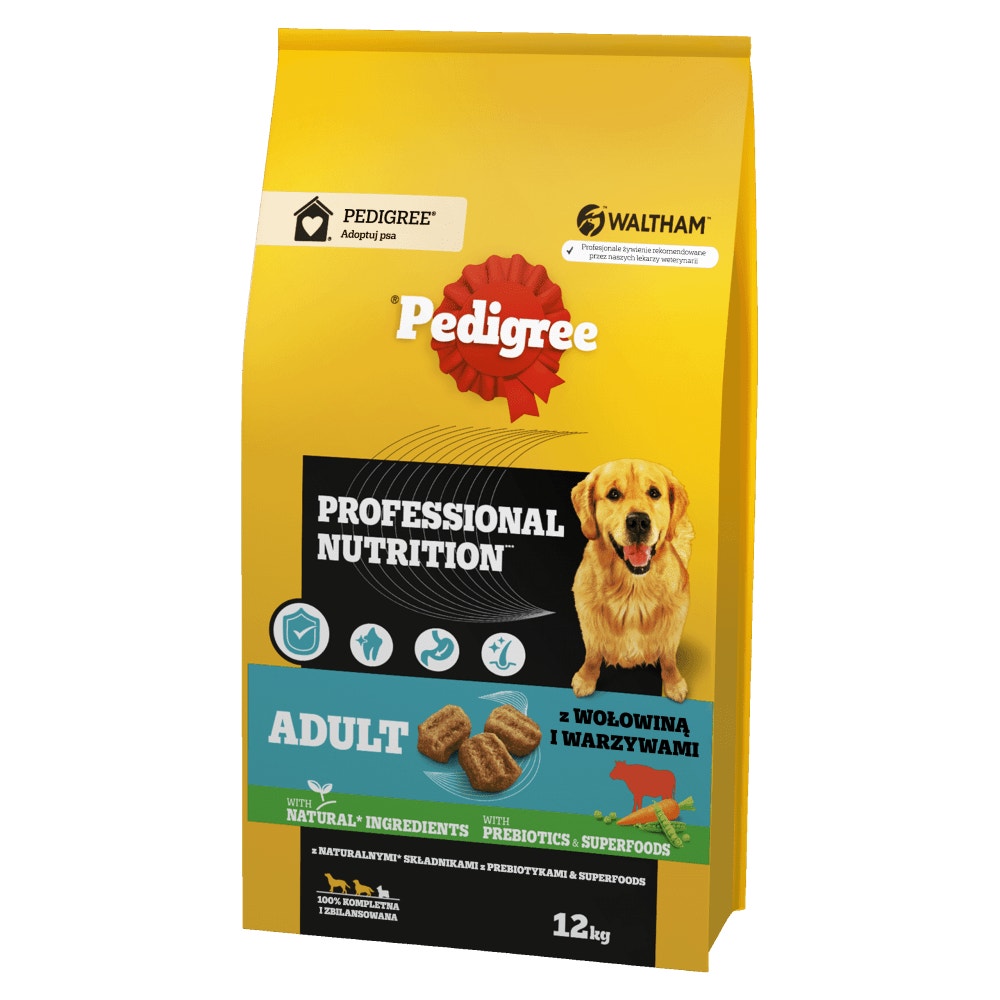 PEDIGREE® Professional Nutrition Adult z Wołowiną i Warzywami, Średnie i Duże Rasy, 12 kg