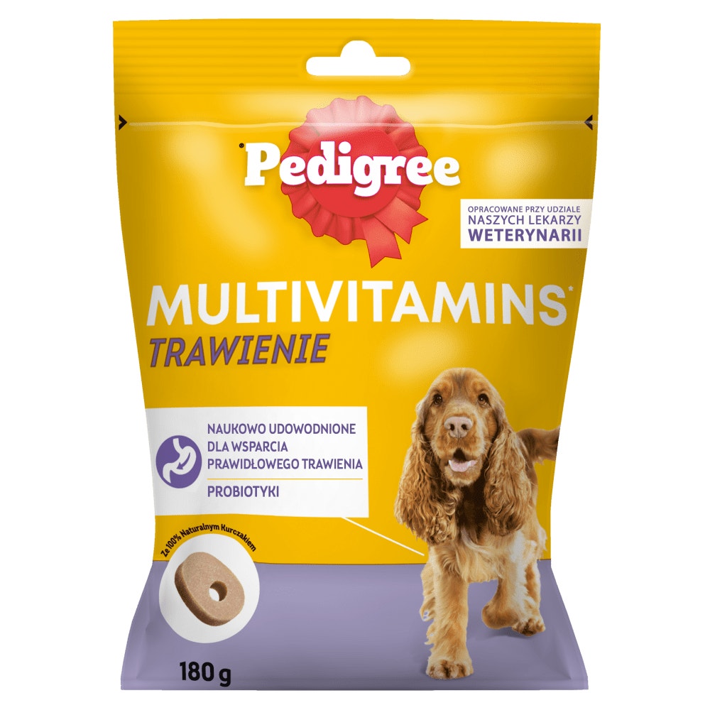PEDIGREE® Multivitamins Trawienie - karma uzupełniająca dla dorosłych psów, o smaku kurczaka 180 g